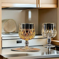 European Crystal Liquor Bottle and Glass Set