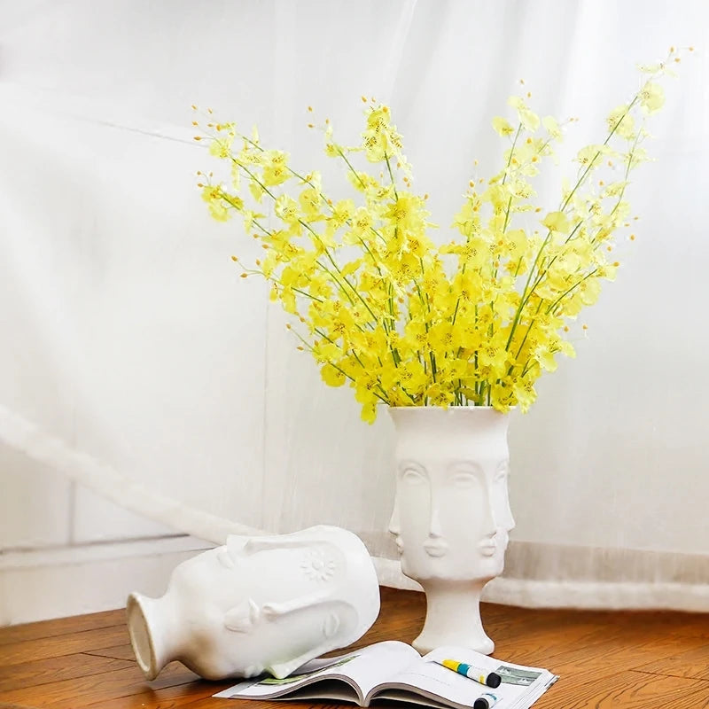 Nordic Face Ceramic Vase - Artistic White Decorative Accent