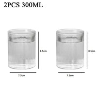 Japanese Vertical Pattern Glass Cup - Handmade Wine & Coffee Drinkware