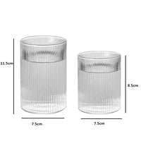 Japanese Vertical Pattern Glass Cup - Handmade Wine & Coffee Drinkware