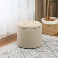 Fabric Storage Ottoman - Small Foot Rest Stool with Removable Lid