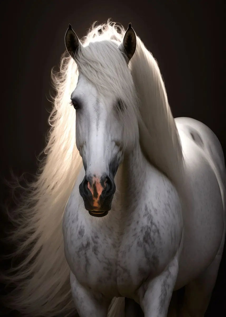 Black and White Wild Horses Canvas Wall Art - Modern Animal Print