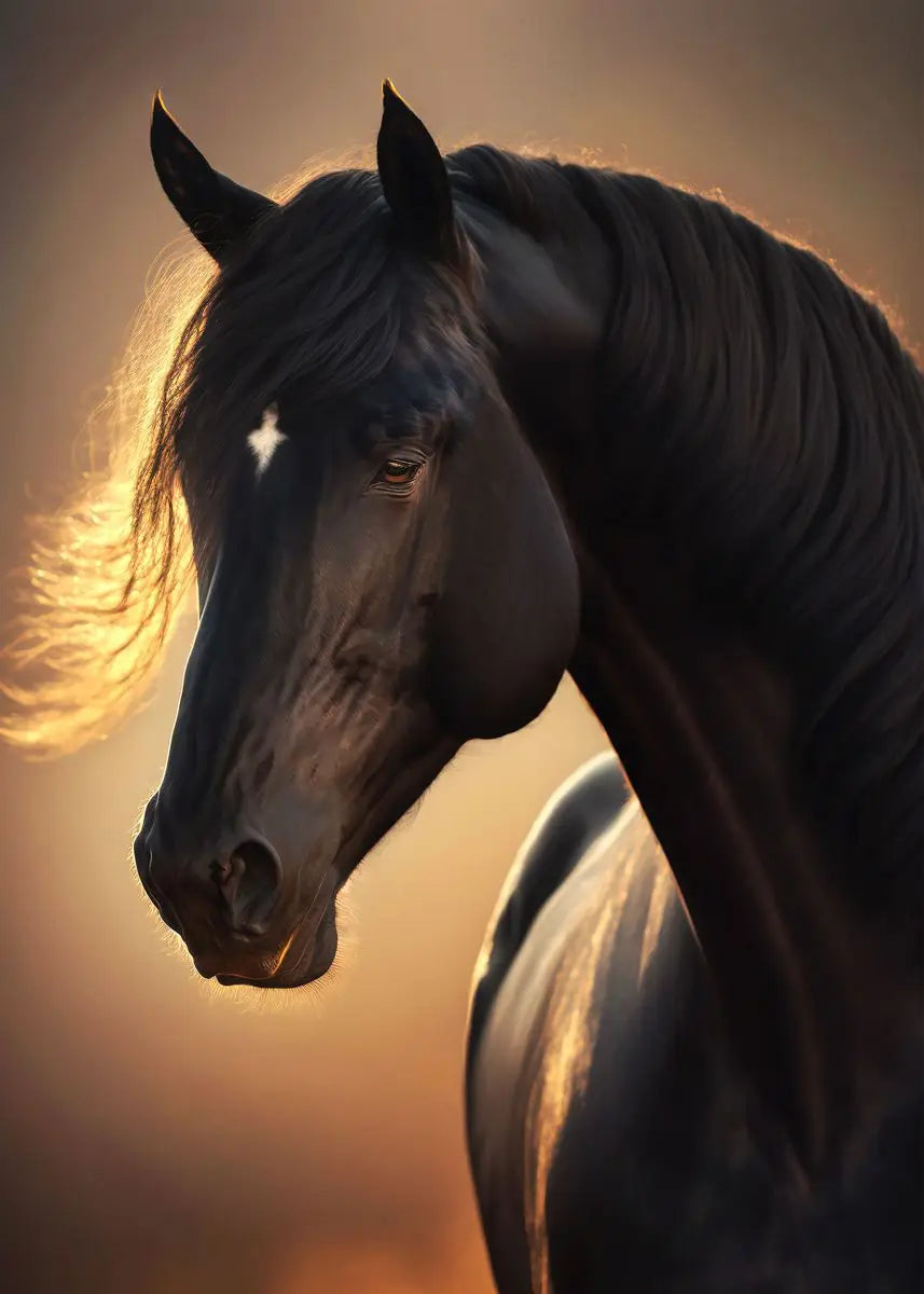 Black and White Wild Horses Canvas Wall Art - Modern Animal Print