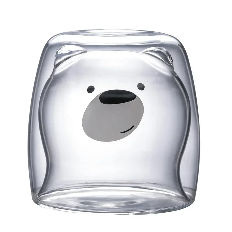 Double-Walled Animal Glass Mug - 250ml Cute Coffee Cup