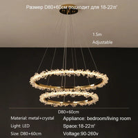 Dimmable Crystal Ring Chandelier - Modern LED Pendant Ceiling Light