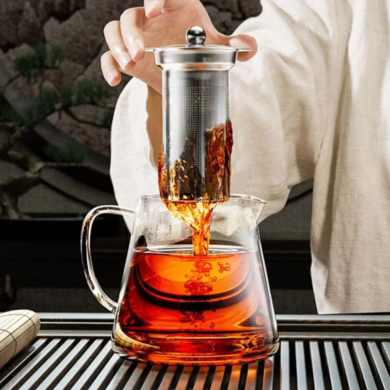Heat-Resistant Glass Teapot - Stainless Steel Infuser Tea Pot