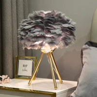 Romantic Feather Bedside Lamp - Decorative Ambient Table Light