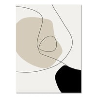 Abstract Boho Geometric Canvas Wall Art - Black and Beige Line Print