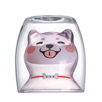 Double-Walled Animal Glass Mug - 250ml Cute Coffee Cup