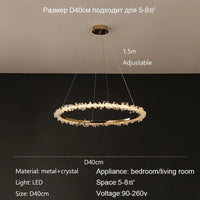 Dimmable Crystal Ring Chandelier - Modern LED Pendant Ceiling Light