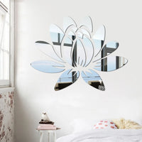 Lotus 3D Acrylic Mirror Wall Sticker - Reflective DIY Decor