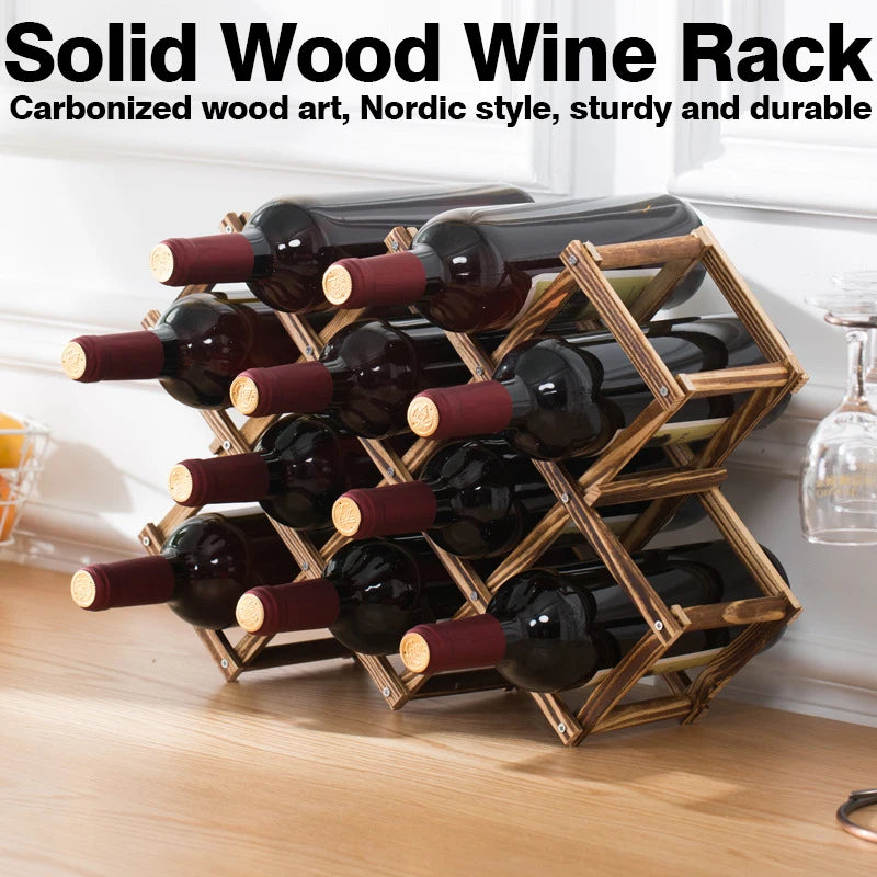 Wooden Wine Rack Stand - Multi-Bottle Pine Storage Organizer