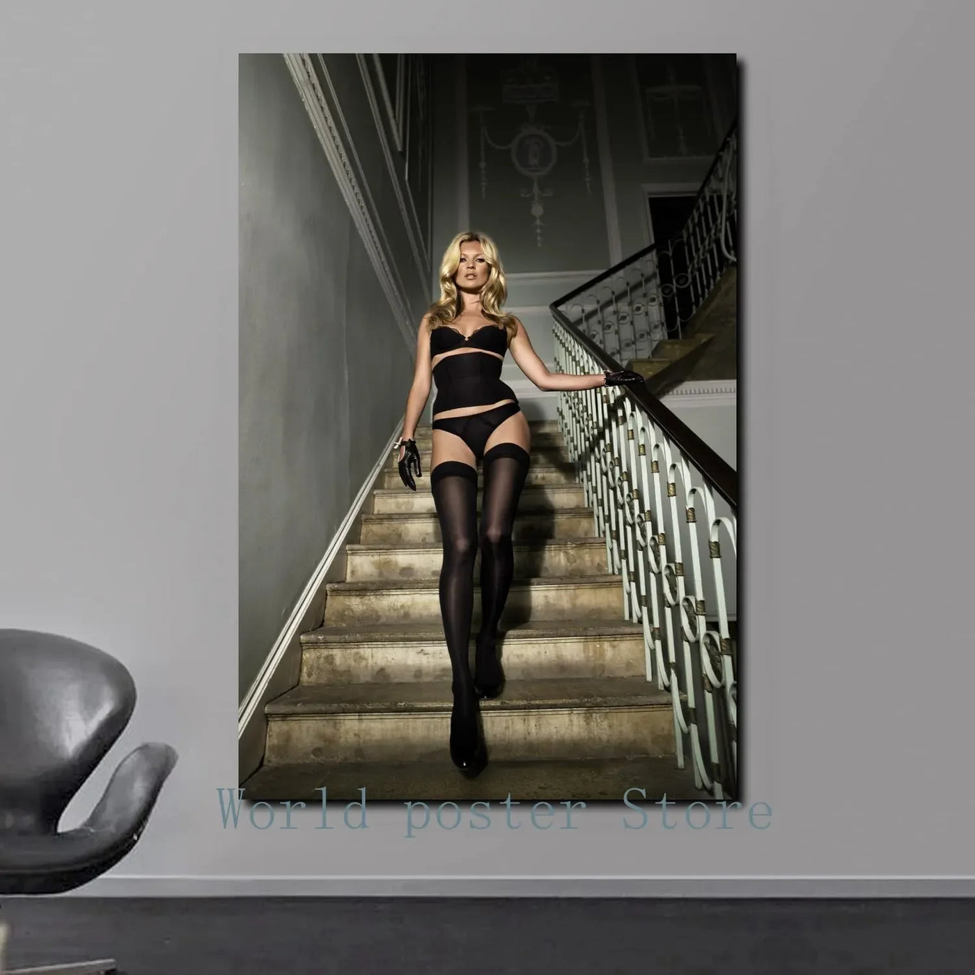 Scandinavian Kate Moss Canvas Poster - Fashion Inspired Wall Art