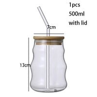 500ml Glass Tumbler with Straw - Mason Jar Cup with Bamboo Lid
