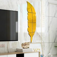 3D Feather Mirror Wall Stickers - Reflective DIY Room Decor