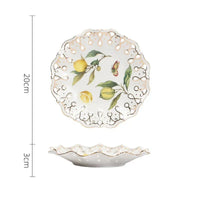 Lemon Pattern Ceramic Dinner Plate - Elegant European Tableware