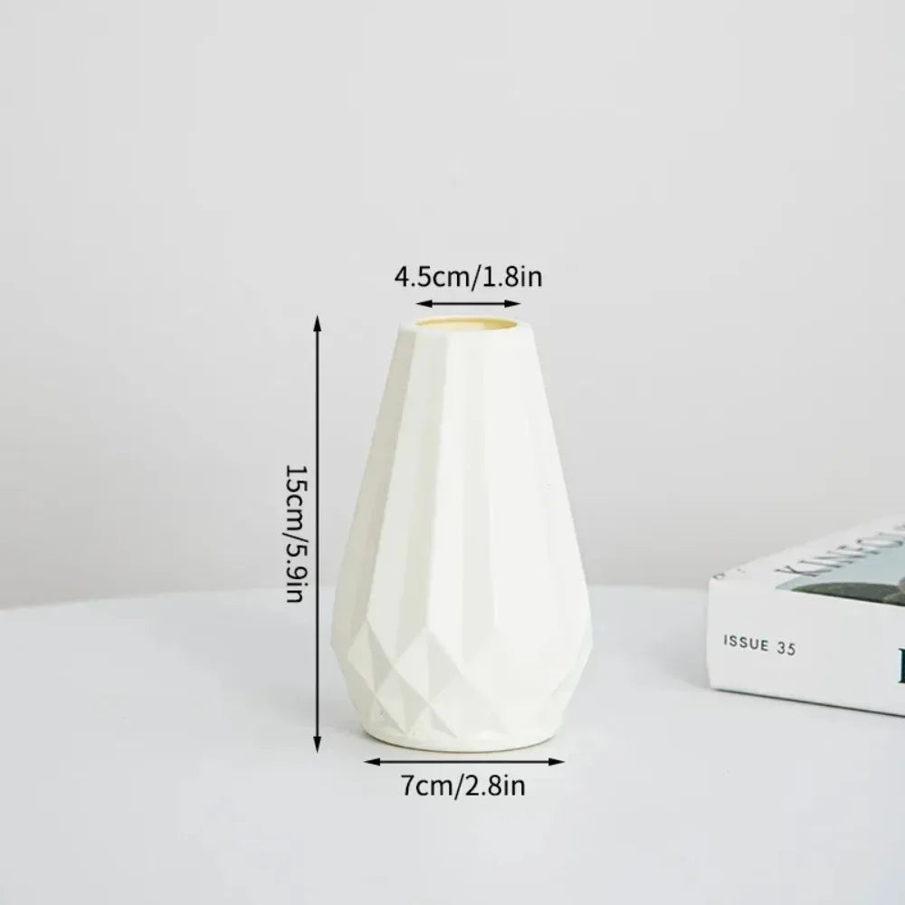 Diamond Shaped Decorative Vase - Nordic Floral Arrangement Accent