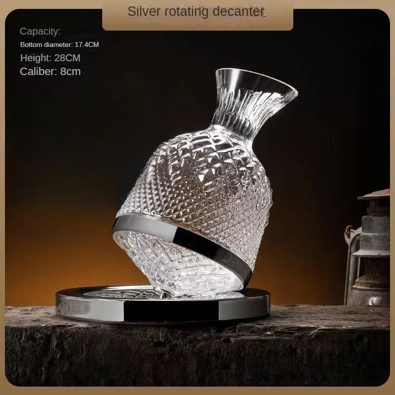 Rotating Crystal Whiskey Decanter - 1500ML Luxury Bar Carafe
