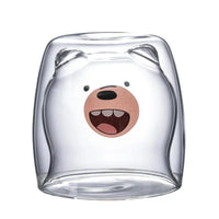 Double-Walled Animal Glass Mug - 250ml Cute Coffee Cup