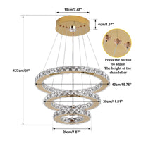 Remote Control Crystal Pendant Chandelier - Smart LED Hanging Light