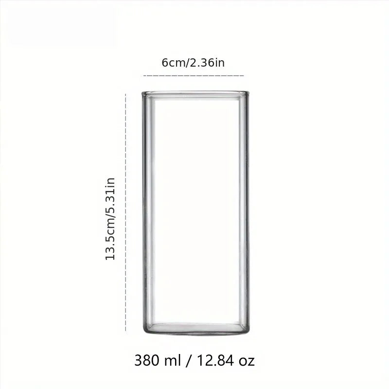 Square Glass Drinking Cup - Large Capacity Iced Coffee & Milk Tea Glass