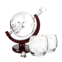 Creative Globe Whiskey Decanter Set - Lead-Free Carafe with Glasses