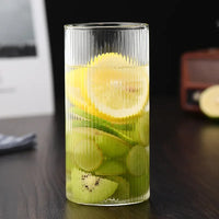 Japanese Vertical Pattern Glass Cup - Handmade Wine & Coffee Drinkware