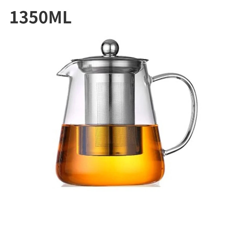 Heat-Resistant Glass Teapot - Stainless Steel Infuser Tea Pot