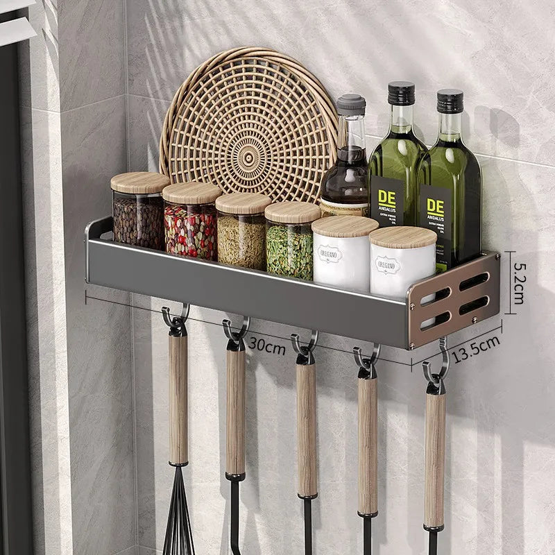 Gunmetal Aluminum Kitchen Storage Rack - No Drill
