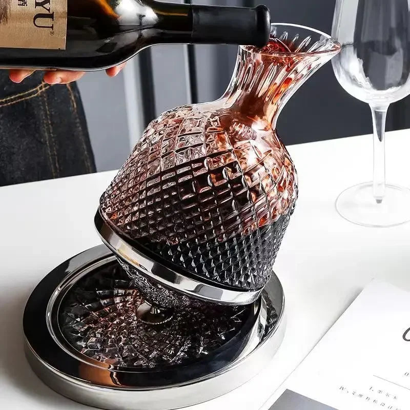 Rotating Crystal Whiskey Decanter - 1500ML Luxury Bar Carafe