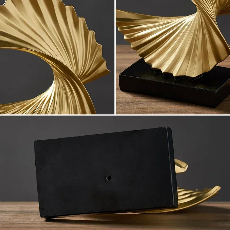 Modern Gold Resin Abstract Sculpture - Luxe Home and Office Accent