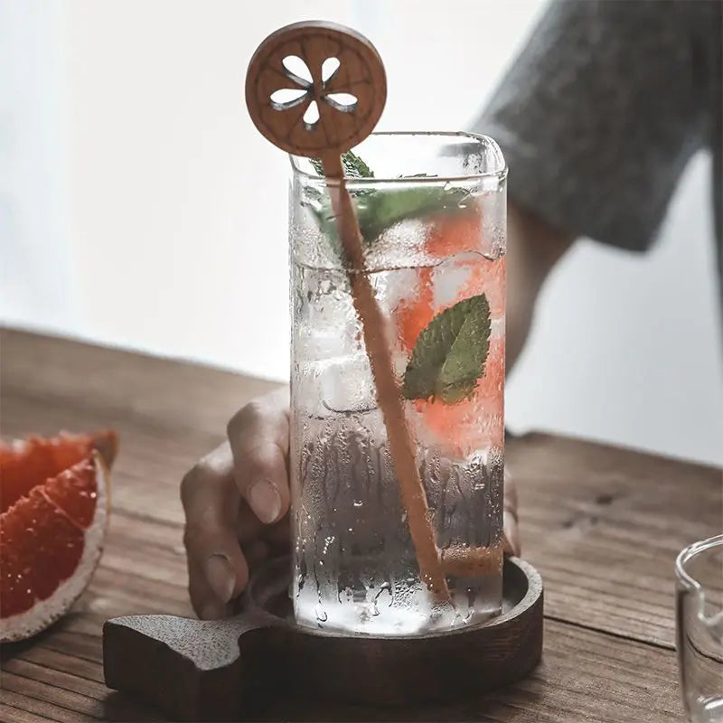 Square Glass Drinking Cup - Large Capacity Iced Coffee & Milk Tea Glass