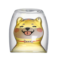Double-Walled Animal Glass Mug - 250ml Cute Coffee Cup