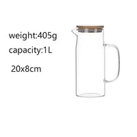 Thickened Glass Kettle - Bamboo Lid Pitcher with Filter Cover