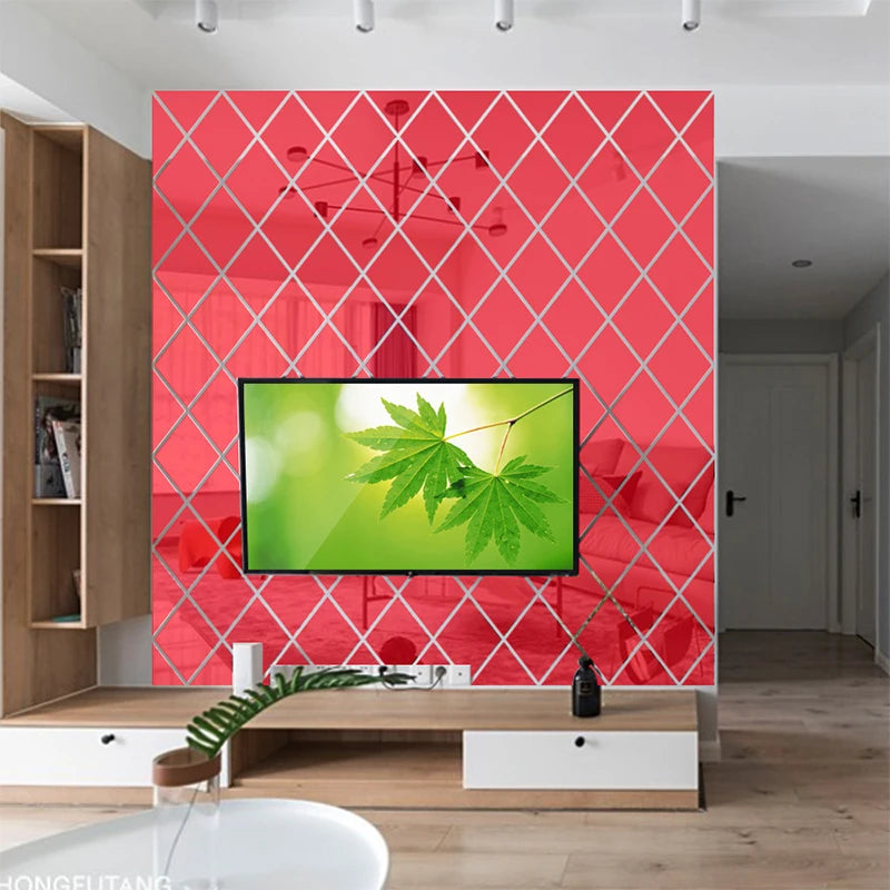 3D Acrylic Mirror Sticker Set - Geometric DIY Wall Decor