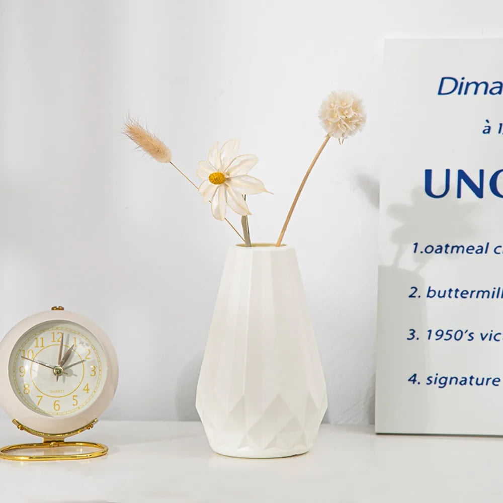 Diamond Shaped Decorative Vase - Nordic Floral Arrangement Accent