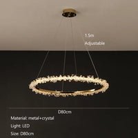 Dimmable Crystal Ring Chandelier - Modern LED Pendant Ceiling Light