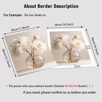 Nordic Beige Peony Floral Canvas Wall Art - Frameless Botanical Print