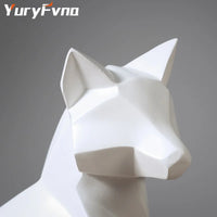 Geometric Fox Statue - Modern Resin Desktop Sculpture