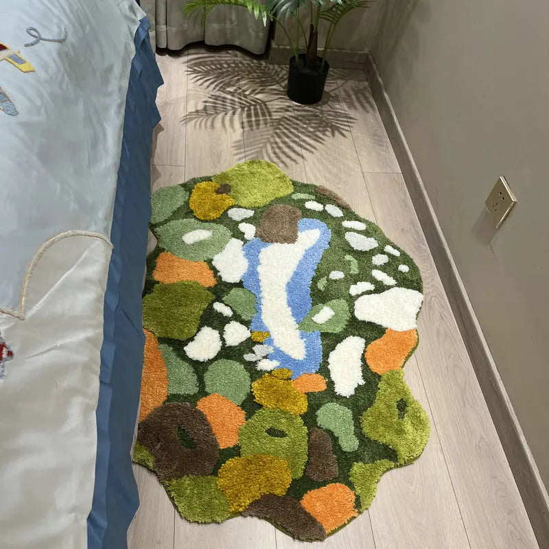 Luxury Moss Style Area Rug - Irregular Plush Statement Carpet