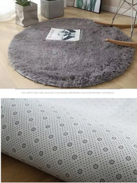 Modern Round Plush Area Rug - Soft Non-Slip Bedroom Carpet