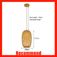 Handwoven Bamboo Rattan Pendant Light - Natural Wicker Ceiling Lamp