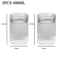 Japanese Vertical Pattern Glass Cup - Handmade Wine & Coffee Drinkware