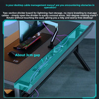 Gaming Desk with Monitor Stand - Carbon Fiber Textured Computer Table