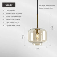 Nordic Glass Pendant Light - Industrial Loft Hanging Lamp