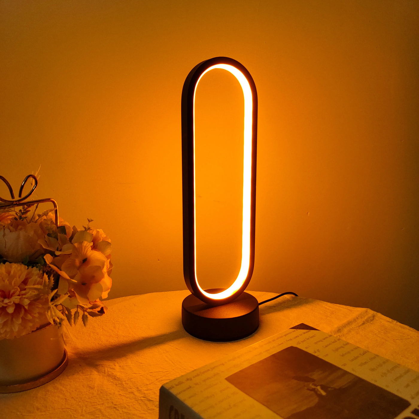 Modern Ring LED Bedside Lamp - 3 Color Dimming Night Light