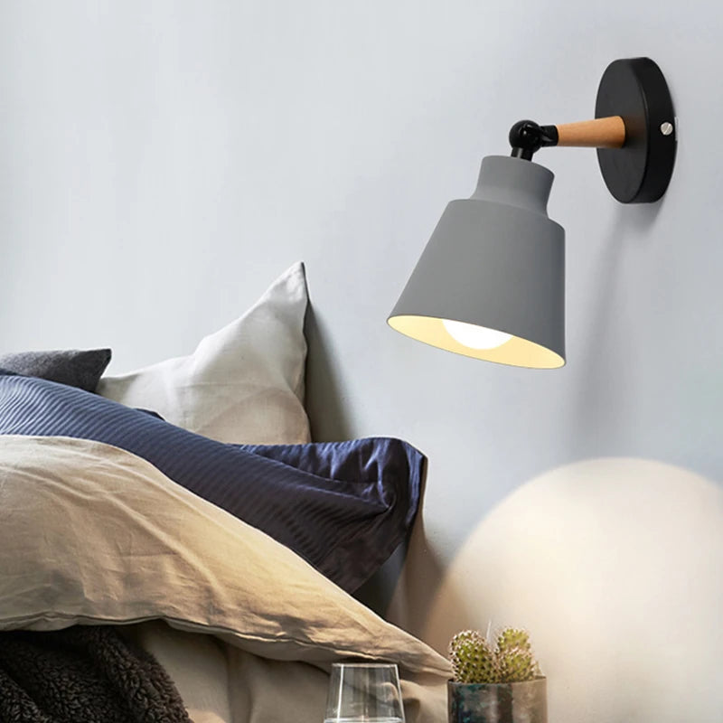 Nordic Solid Wood Wall Lamp - Minimalist Bedside Sconce