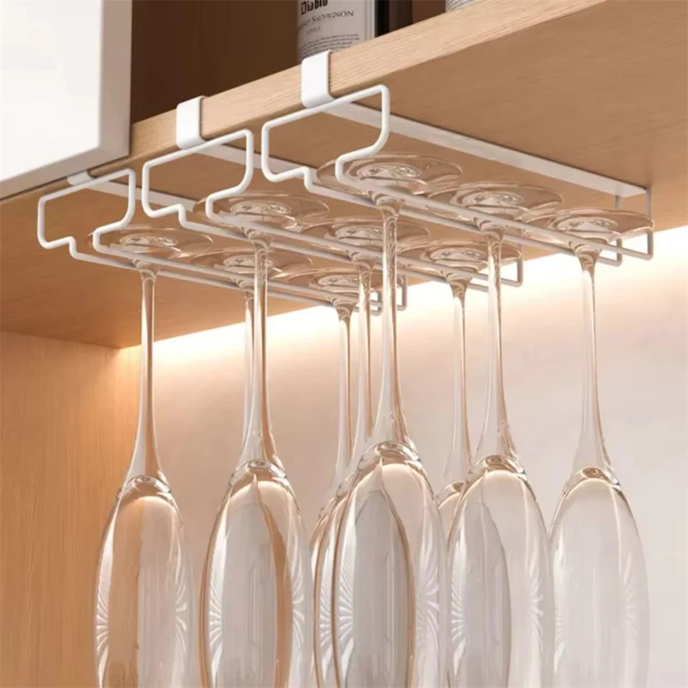 Under-Cabinet Wine Glass Holder - Multipurpose Stemware Storage Rack
