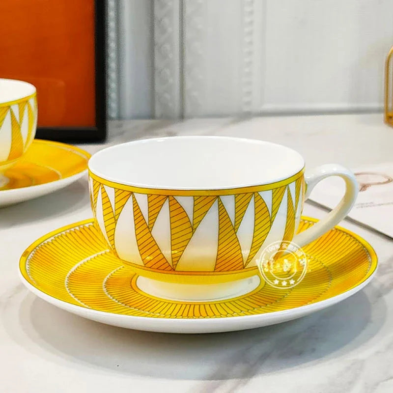 Geometric Bone China Dinner Plate Set - Elegant European Tableware