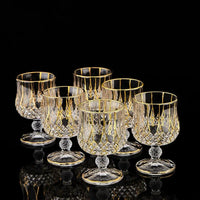 European Crystal Liquor Bottle and Glass Set